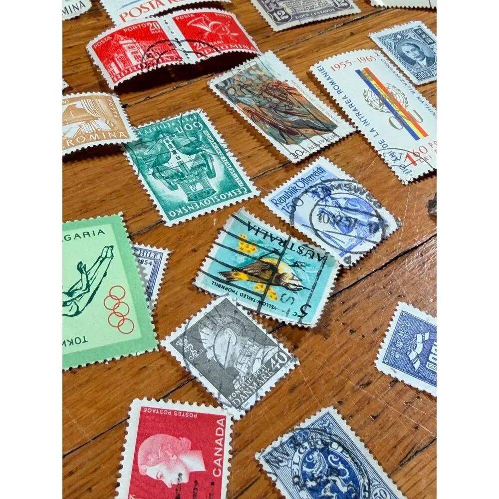 Large Vintage Worldwide Postage Stamp Lot 150+ Used International Stamps 1950s-7